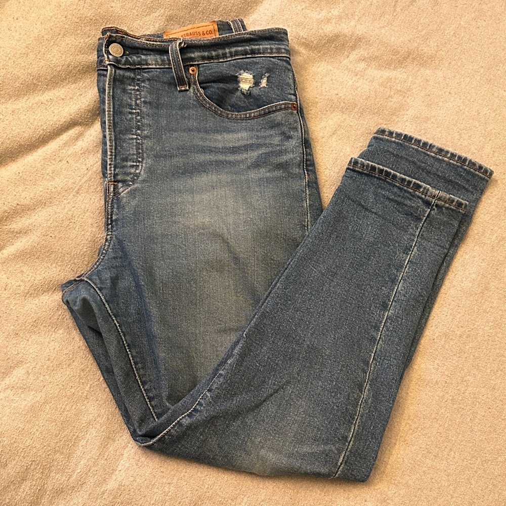 Distressed Blue Jeans - Picture 1 of 5